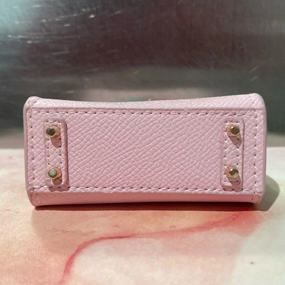 👜 Handmade Mini Blue Pink Faux Leather Birkin AirPods Tote Bag Charm Miniature - Picture 5 of 10